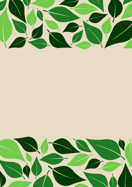 Green leaves, tea leaves frame vector for decoration on garden, nature, tea and organic food concept.