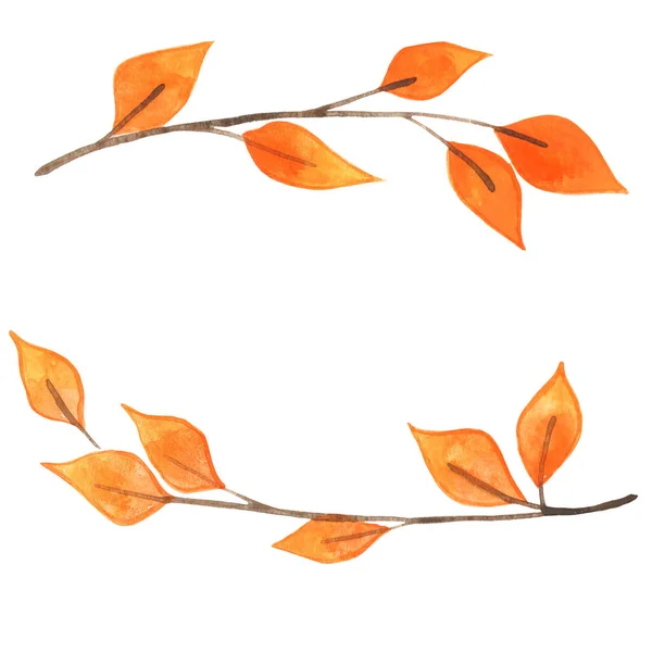 Bunch Autumn Leaves Wreath Watercolor Decoration Autumn Season Natural Concept — Foto Stock