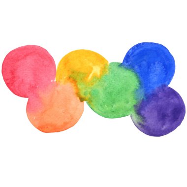 Peri masalları ve LGBTQ konsepti üzerine dekorasyon için renkli gökkuşağı dairesi pankartı suluboya çizimi.