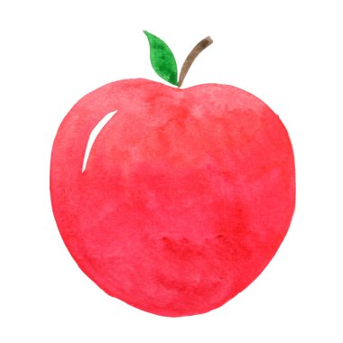 Gıda ve tarım konsepti üzerine dekorasyon için kırmızı elma suluboya çizimi.