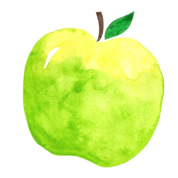 Grönt Äpple Akvarell Illustration För Dekoration Mat Och Jordbruk Koncept — Stockfoto