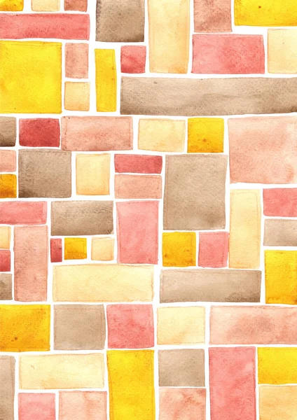 Abstract Block Brick Brown Color Watercolor Background Decoration Coffee Rustic — Zdjęcie stockowe