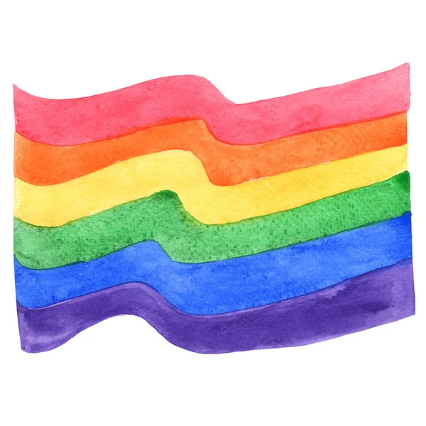 Colorful Rainbow Flag Banner Watercolor Illustration Decoration Fairy Tales Lgbtq — Stock Fotó