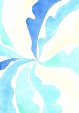 Soyut fildişi ve mavi su, kumsal, kıyı ve yaz tatili konsepti dekorasyonu için arka plan suluboya sıçratır.