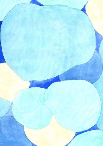 Abstract Blue Bubble Background Watercolor Decoration Sand Beach Coastal Summer — Fotografia de Stock