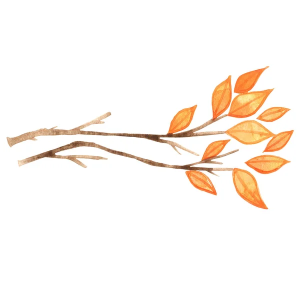 Parta Oranžových Listů Akvarel Pro Dekoraci Podzimní Sezónu Přírodní Koncept — Stock fotografie