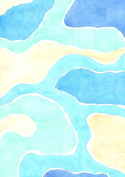 Abstraktní Slonovina Modré Pozadí Akvarel Pro Dekoraci Písečné Pláži Pobřežní — Stock fotografie