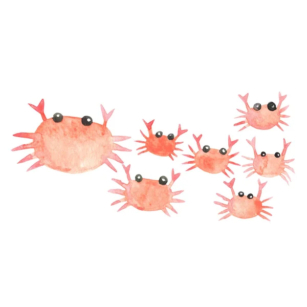 Abstract Red Crabs Watercolor Decoration Summer Beach Seafood Concept — ストック写真