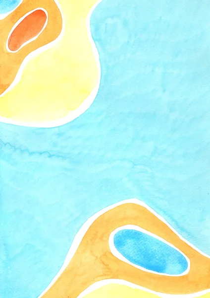 Yellow Orange Blue Watercolor Abstract Background Decoration Summer Tropical Party — Photo