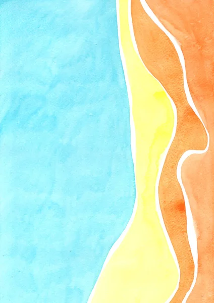 Żółty Pomarańczowy Niebieski Akwarela Abstrakcyjne Tło Dekoracji Lato Tropikalnej Koncepcji — Zdjęcie stockowe