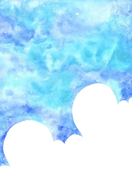 Cloud Sky Summer Watercolor Background Decoration Clean Air Nature Concept — 스톡 사진