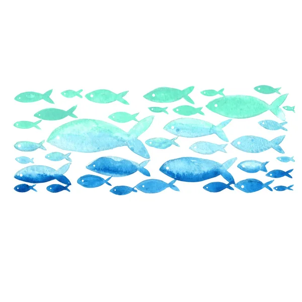 Escola Peixe Bandeira Aquarela Ilustração Para Decoração Pesca Oceano Conceito — Fotografia de Stock