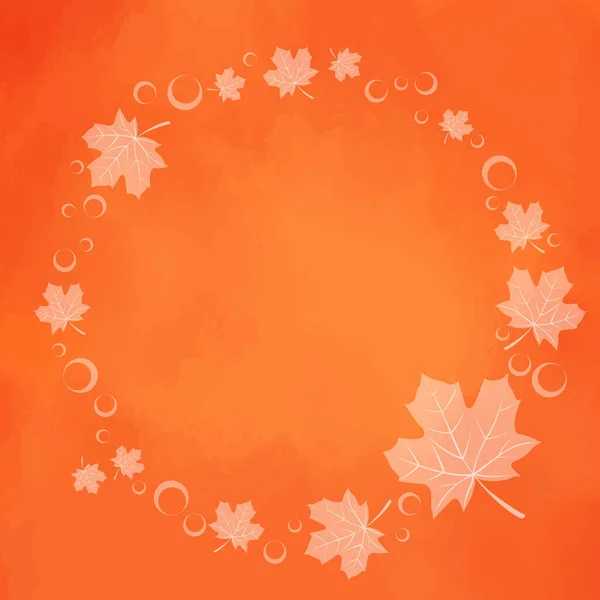 White Maple Leaves Frame Orange Background Decoration Autumn Season Thanksgiving — Vettoriale Stock