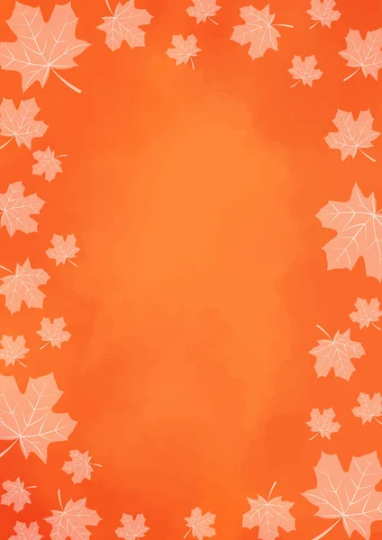 White Maple Leaves Frame Orange Background Decoration Autumn Season Thanksgiving — Wektor stockowy