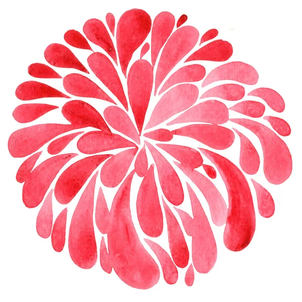 Crisantemo Rosso Fiore Acquerello Decorazione Arte Orientale Festa Cinese — Foto Stock