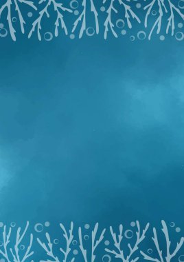 Deniz çerçevesi altındaki mercan resifi ve baloncuk deniz yaşamı ve yaz tatili dekorasyonu için vektör.