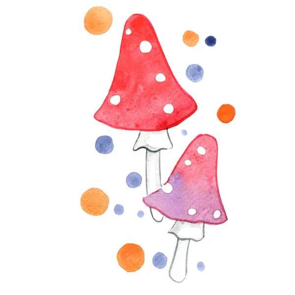 Fancy Mushroom Watercolor Decoration Halloween Fairy Tales Concept — Φωτογραφία Αρχείου