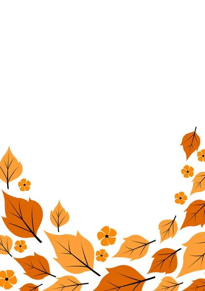 Fall Leaves Flower Frame Vector Decoration Autumn Season Thanksgiving Festival — Image vectorielle