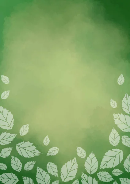 Tea Leaves Frame Vector Green Watercolor Background Decoration Nature Tea — 图库矢量图片