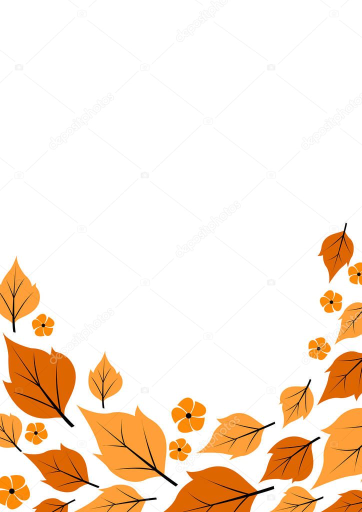Fall leaves and flower frame vector for decoration on Autumn season and Thanksgiving festival.