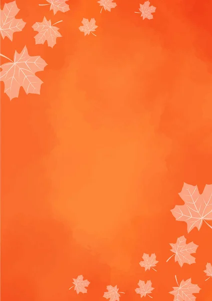 White Maple Leaves Frame Orange Background Decoration Autumn Season Thanksgiving — Stockvector