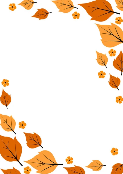 Fall Leaves Flower Frame Vector Decoration Autumn Season Thanksgiving Festival — Image vectorielle