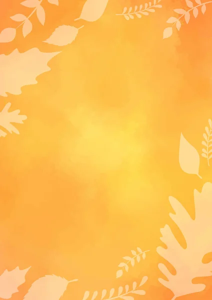 Silhouette Fall Leaves Orange Watercolor Background Decoration Natural Autumn Season — Stock Vector