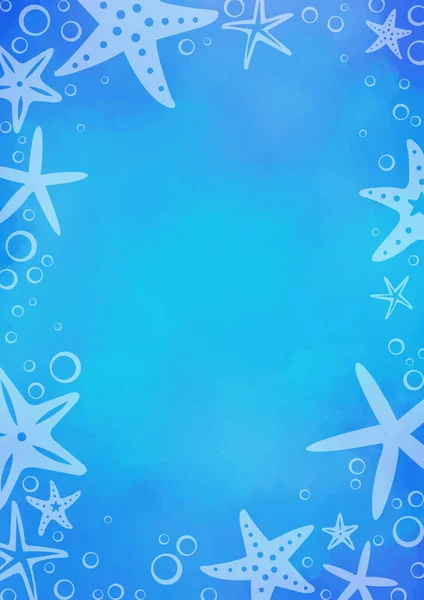 Starfish Bubble Sea Frame Vector Decoration Summer Holiday Marine Life — 图库矢量图片