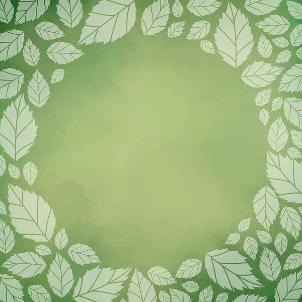 Tea Leaves Frame Vector Green Watercolor Background Decoration Nature Tea — Image vectorielle