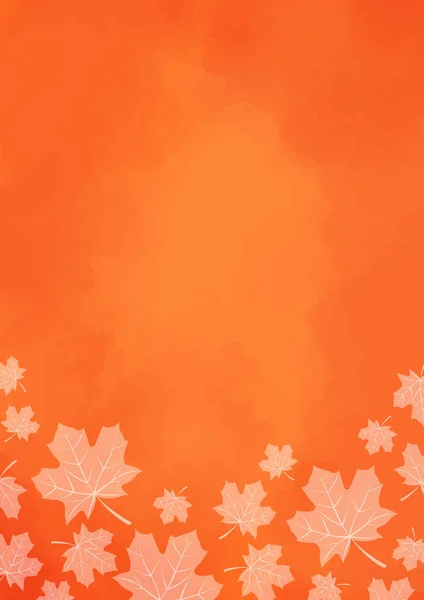 White Maple Leaves Frame Orange Background Decoration Autumn Season Thanksgiving — Stock Vector
