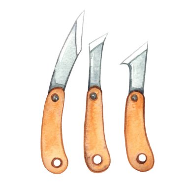 Carving knife for wood sculpture work watercolor for decoration on artist studio and sculpture work.