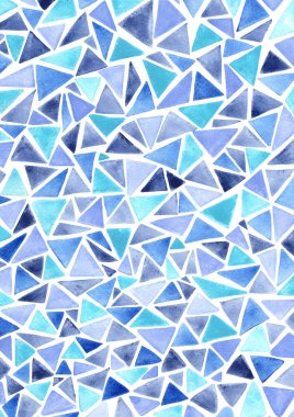 Kış mevsiminde ve suda çözünen konsept için soyut mavi üçgen suluboya arka plan.