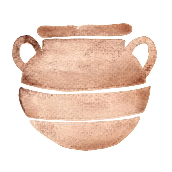 Ancient Jar Amphora Sign Watercolor Illustration Decoration Historical Pottery — Foto Stock