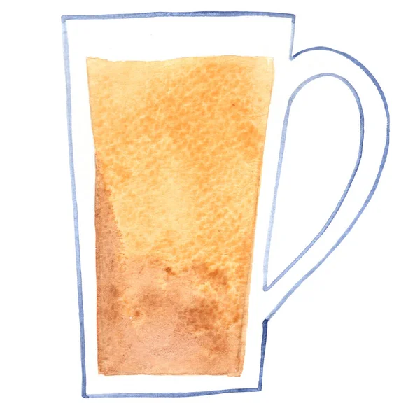 Horký Čaj Skleněném Hrnečku Akvarel Pro Dekoraci Čaj Nealkoholické Nápoje — Stock fotografie