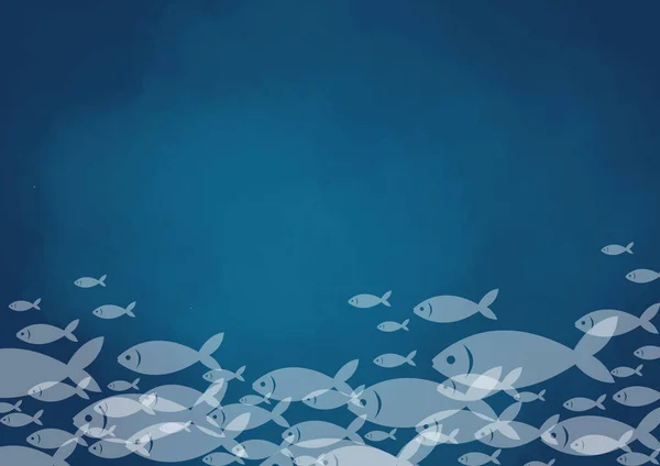 鱼类在海洋水彩画背景下游泳 以装饰海洋生物和海鲜概念 — 图库矢量图片
