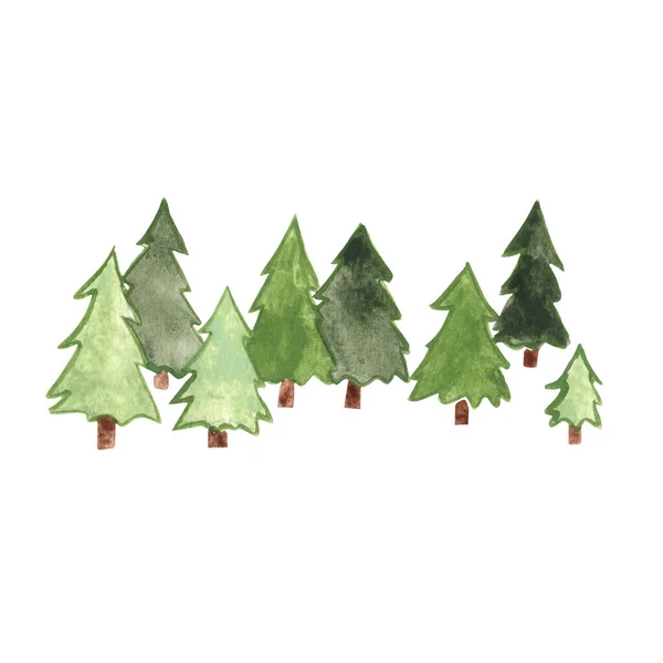 クリスマス休暇や森林コンセプトの装飾のための松の木の水彩境界 — ストック写真