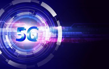 İletişim ağı konsepti 5G ve yeşil teknoloji geçmişi. Yüksek hızlı internet ve bağlantı.