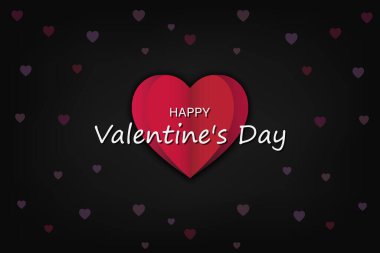 Sevgililer günün kutlu olsun. Büyük Hearton siyah kumaş arka planlı tatil tasarımı. Yatay poster, broşür, tebrik kartı, web sitesi başlığı