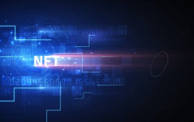 Parıltı efektli NFT iadeli jetonlar. Vektör illüstrasyon tasarımı.