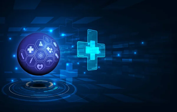 Vektor Abstraktní Modré Koule Lékařství Zdravotnictví Inovace Koncepce Pozadí — Stockový vektor