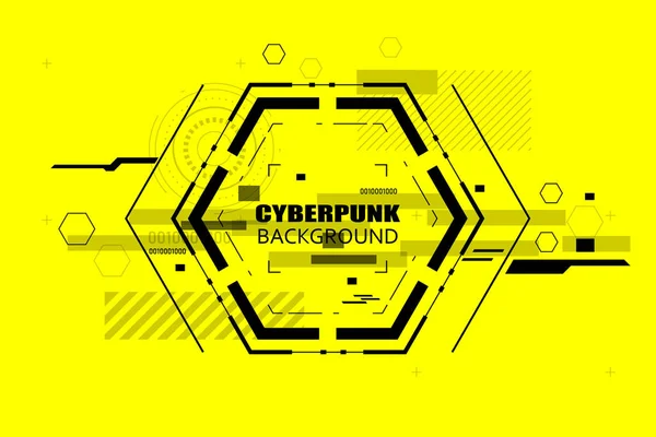 Fundo Cyberpunk Moderno Preto Amarelo Abstract Tech Banner Place Put — Vetor de Stock