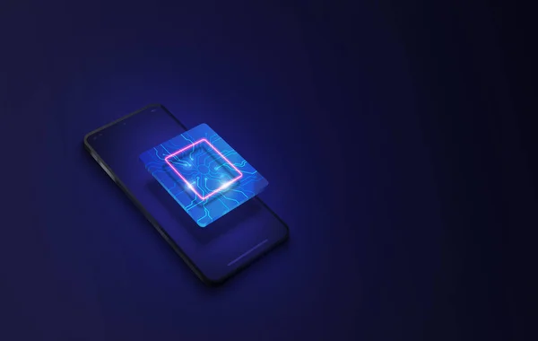 Processador Chip Tecnologia Abstrata Ilustração Vetor Smartphone Fundo Tecnologia Azul — Vetor de Stock