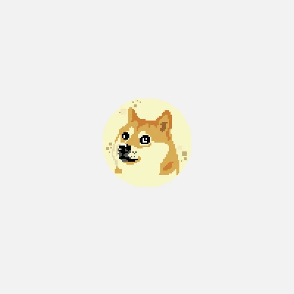 Dogecoin Doge Cryptogeld Geïsoleerd Witte Achtergrond Perfecte Pixels Vectorillustratie — Stockvector