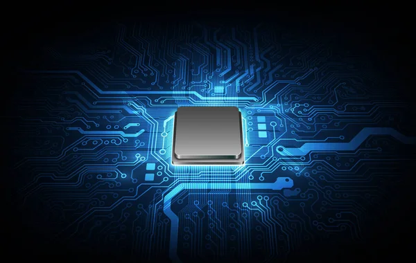 Soyut teknoloji çip işlemci arka plan devre kartı ve html kodu, 3D illüstrasyon mavi teknoloji arkaplan vektörü.