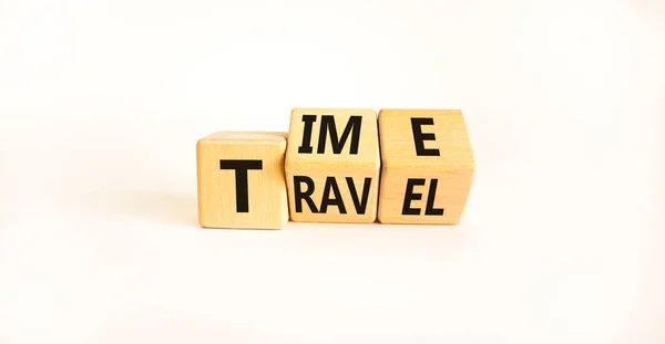 Tiempo Para Viajar Símbolo Giró Cubos Madera Cambió Palabra Tiempo —  Fotos de Stock