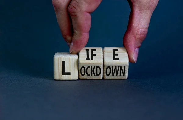 Life Lockdown Symbol Doctor Turns Wooden Cubes Changes Words Lockdown — Stock Photo, Image