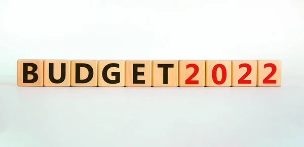 Obchodní Koncepce Rozpočtového Plánování2022 Slova Rozpočet 2022 Dřevěných Kostkách Krásný — Stock fotografie