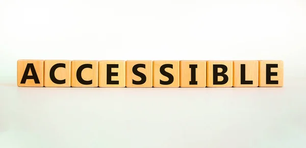 Accessible Symbol Word Accessible Wooden Cubes Beautiful White Table White — Stock Photo, Image
