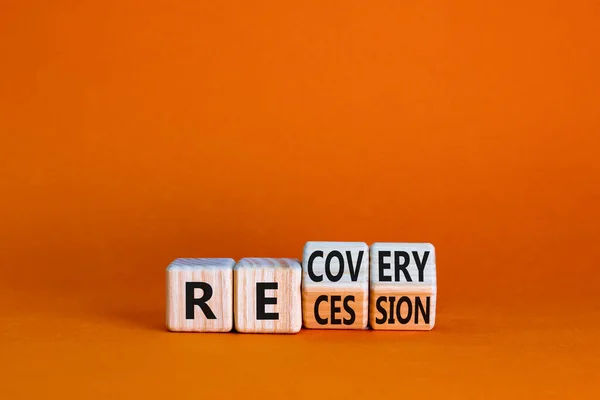 Symbole Récupération Récession Transformé Les Cubes Changé Mot Récession Reprise — Photo