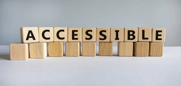 Accessible Symbol Word Accessible Wooden Cubes Beautiful White Background Business — Stock Photo, Image